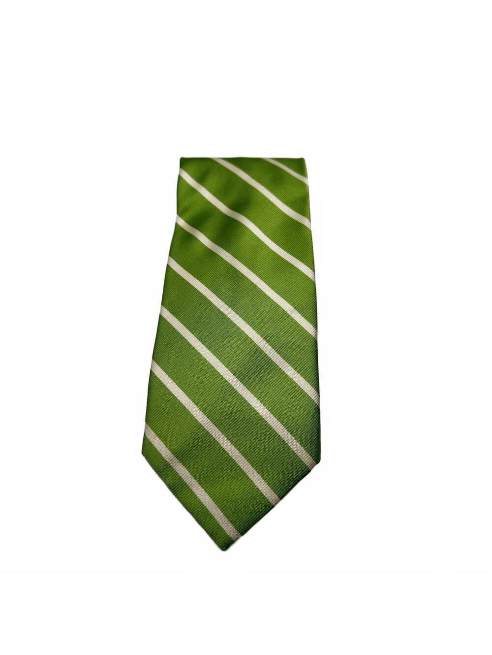 J-Crew Tie Men's Green White Stripe Made in USA